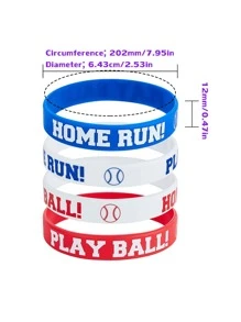 4入組玩球矽膠腕帶家庭跑步棒球運動橡膠手環