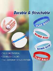4入組玩球矽膠腕帶家庭跑步棒球運動橡膠手環