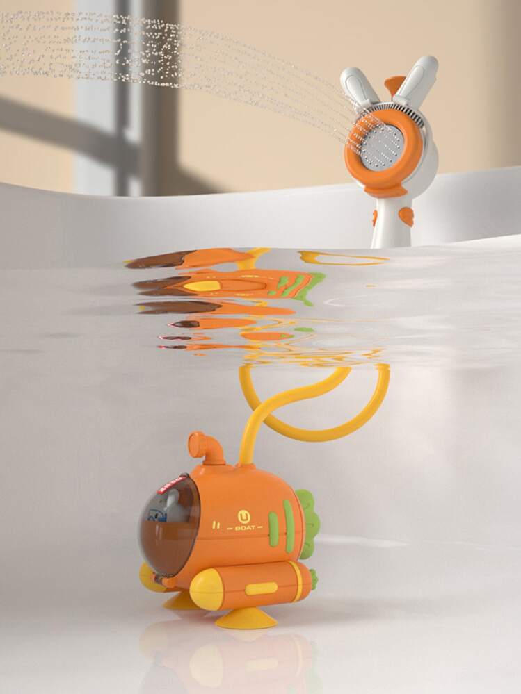Cabezal de Ducha para Bebé,Bebé Regadera Eléctrica Portatil de Baño,Regadera De Juguete Para Niños - Submarino de Rábano Animado - Multicolor - Añade 4