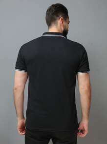 Men Polo Shirts - 黑色 - 查看 2
