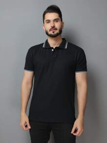 Men Polo Shirts - 黑色 - 查看 5