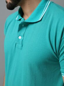 Men Polo Shirts - Green - View 3
