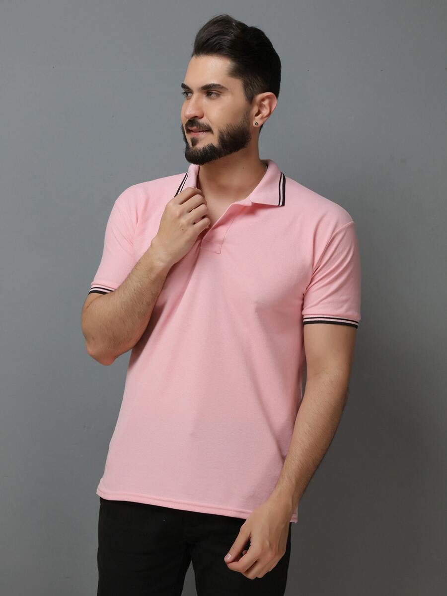Men Polo Shirts - Pink - View 1
