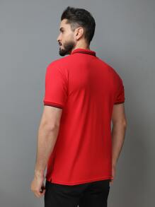 Men Polo Shirts - 紅色 - 查看 7