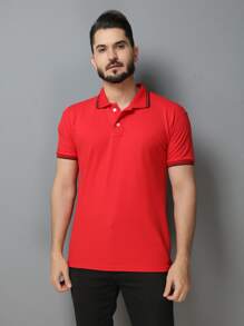 Men Polo Shirts - 紅色 - 查看 5