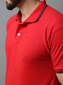 Men Polo Shirts - 紅色 - 查看 3