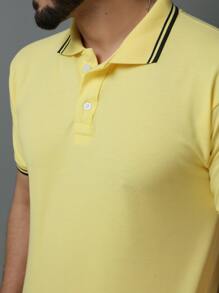 Men Polo Shirts - Màu vàng - Xem 3
