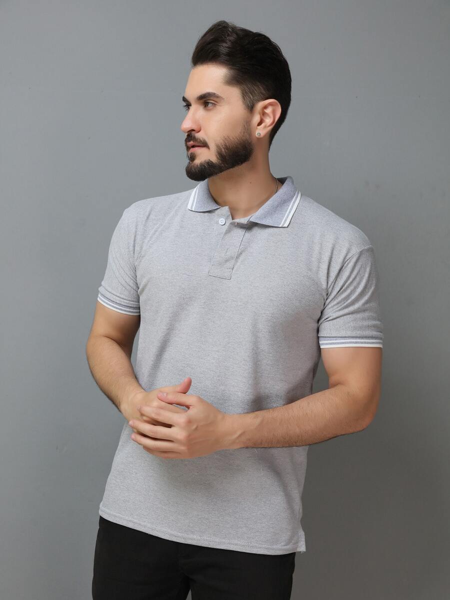Men Polo Shirts - Light Grey - View 1