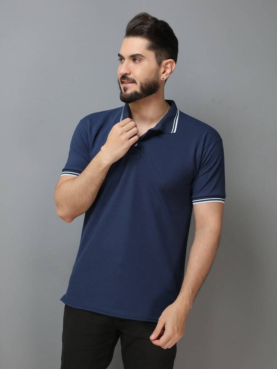 Men Polo Shirts - Navy Blue - View 1