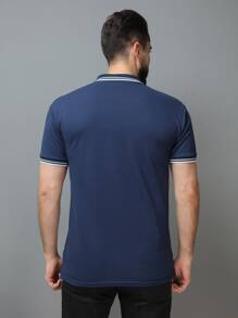 Men Polo Shirts - Navy Blue - View 2