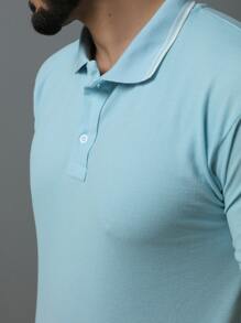Men Polo Shirts - Baby Blue - View 3