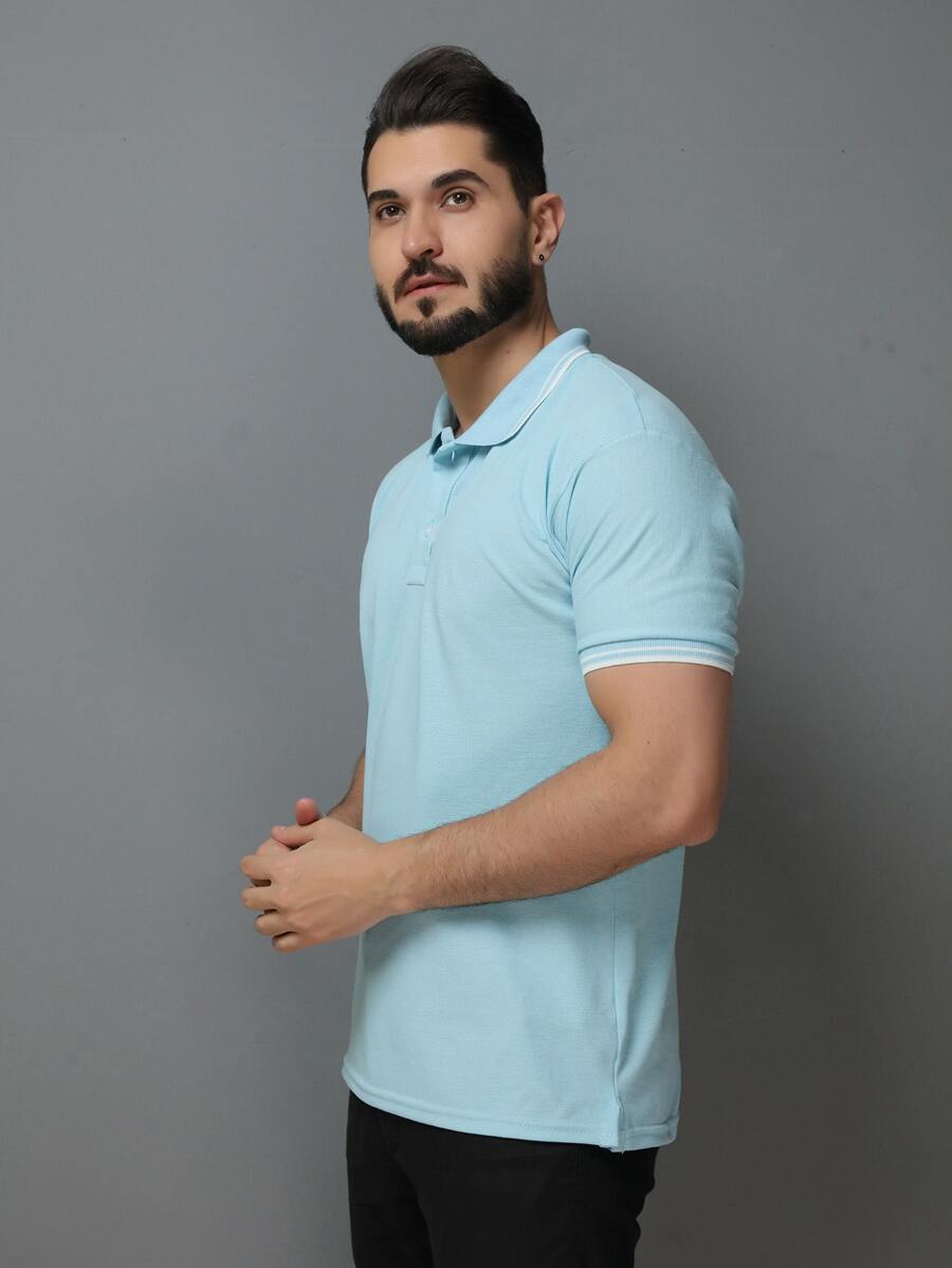 Men Polo Shirts - Baby Blue - View 1