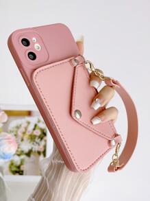 เคสโทรศัพท์ธรรมดาสีชมพูพร้อมช่องเสียบการ์ดเข้ากันได้กับ iPhone15/15Plus/15Pro/15Promax - สีชมพู - ดู 5