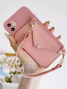 เคสโทรศัพท์ธรรมดาสีชมพูพร้อมช่องเสียบการ์ดเข้ากันได้กับ iPhone15/15Plus/15Pro/15Promax - สีชมพู - ดู 1