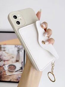 1pc Wallet Phone Case - White - View 4