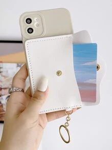 1pc Wallet Phone Case - White - View 5
