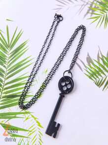 Collar con Forma de Llave de Pelicula Animada con Colgante Accesorio - Negro - Ver 1