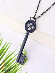 Collar con Forma de Llave de Pelicula Animada con Colgante Accesorio - Negro - Ver 4