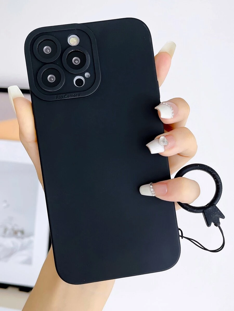 Plain Phone Case With Lanyard Compatible With IPhone15/15Plus/15Pro/15Promax - Black - View 1