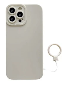 适用于 15/15 Plus/15 Pro/15 Pro Max的纯色手机壳，带挂绳，国际版，非国内版 - 白色 - 查看 2