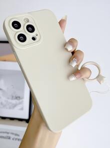 适用于 15/15 Plus/15 Pro/15 Pro Max的纯色手机壳，带挂绳，国际版，非国内版 - 白色 - 查看 5