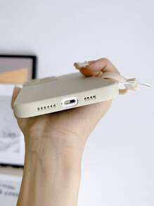 适用于 15/15 Plus/15 Pro/15 Pro Max的纯色手机壳，带挂绳，国际版，非国内版 - 白色 - 查看 4