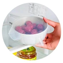 Lecute 4 Silicone Food Lids Food Toper Protector Reusable Kitchen Dishes - Clear - View 1
