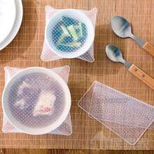 Lecute 4 Silicone Food Lids Food Toper Protector Reusable Kitchen Dishes - Clear - View 3