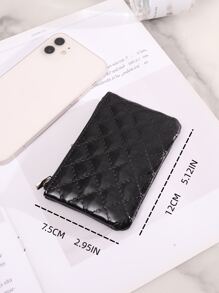 1 件装多种颜色时尚优雅菱形 PU 面料拉链女士零钱包口红收纳袋钥匙手拿包硬币收纳袋菱形迷你钱包可装口袋夏季糖果色钱包适合女士拍摄配件度假使用约会使用可装信用卡票据等学生钱包黑色钱包粉色钱包蓝色钱包时尚小钱包儿童钱包包礼物 - 黑色 - 查看 3
