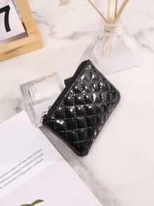 1 件装多种颜色时尚优雅菱形 PU 面料拉链女士零钱包口红收纳袋钥匙手拿包硬币收纳袋菱形迷你钱包可装口袋夏季糖果色钱包适合女士拍摄配件度假使用约会使用可装信用卡票据等学生钱包黑色钱包粉色钱包蓝色钱包时尚小钱包儿童钱包包礼物 - 黑色 - 查看 4