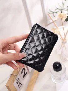 1 件装多种颜色时尚优雅菱形 PU 面料拉链女士零钱包口红收纳袋钥匙手拿包硬币收纳袋菱形迷你钱包可装口袋夏季糖果色钱包适合女士拍摄配件度假使用约会使用可装信用卡票据等学生钱包黑色钱包粉色钱包蓝色钱包时尚小钱包儿童钱包包礼物 - 黑色 - 查看 5