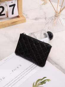 1 件装多种颜色时尚优雅菱形 PU 面料拉链女士零钱包口红收纳袋钥匙手拿包硬币收纳袋菱形迷你钱包可装口袋夏季糖果色钱包适合女士拍摄配件度假使用约会使用可装信用卡票据等学生钱包黑色钱包粉色钱包蓝色钱包时尚小钱包儿童钱包包礼物 - 黑色 - 查看 2