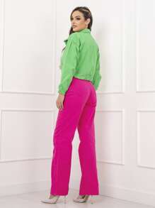 WL Moda jaqueta colorida feminina sem rasacada - Verde - Visão 8