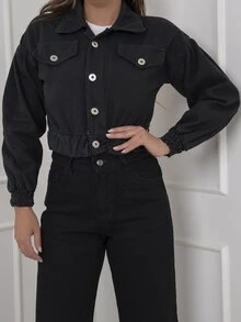 Women Denim Jackets & Coats - 黑色 - 查看 2