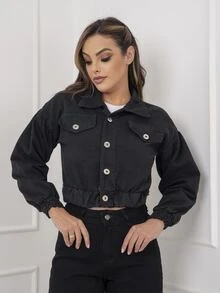 Women Denim Jackets & Coats - 黑色 - 查看 5