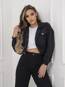 Women Denim Jackets & Coats - 黑色 - 查看 7