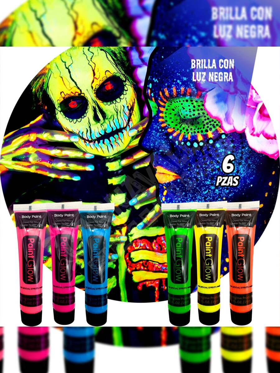 6 Makeup Paint Neon Luminous Glow Body Paint Body Face - Multicolor - View 1