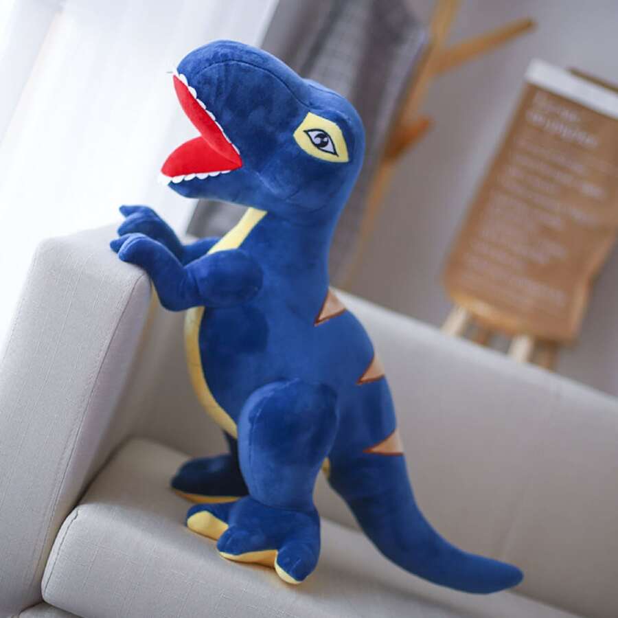 Juguetes de peluche de dinosaurio, juguetes de animales de peluche de dinosaurio, peluche, peluche suave, regalos de cumpleaños para niños y niñas, color azul, 40cm - Azul - Ver 1