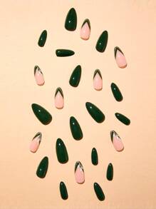 Nâng cấp diện mạo của bạn với Bộ móng tay giả dài 24 chiếc phong cách Pháp kiểu Pháp - Nhiều màu - Xem 3