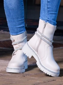 Women Fashion Boots - 米色 - 查看 1