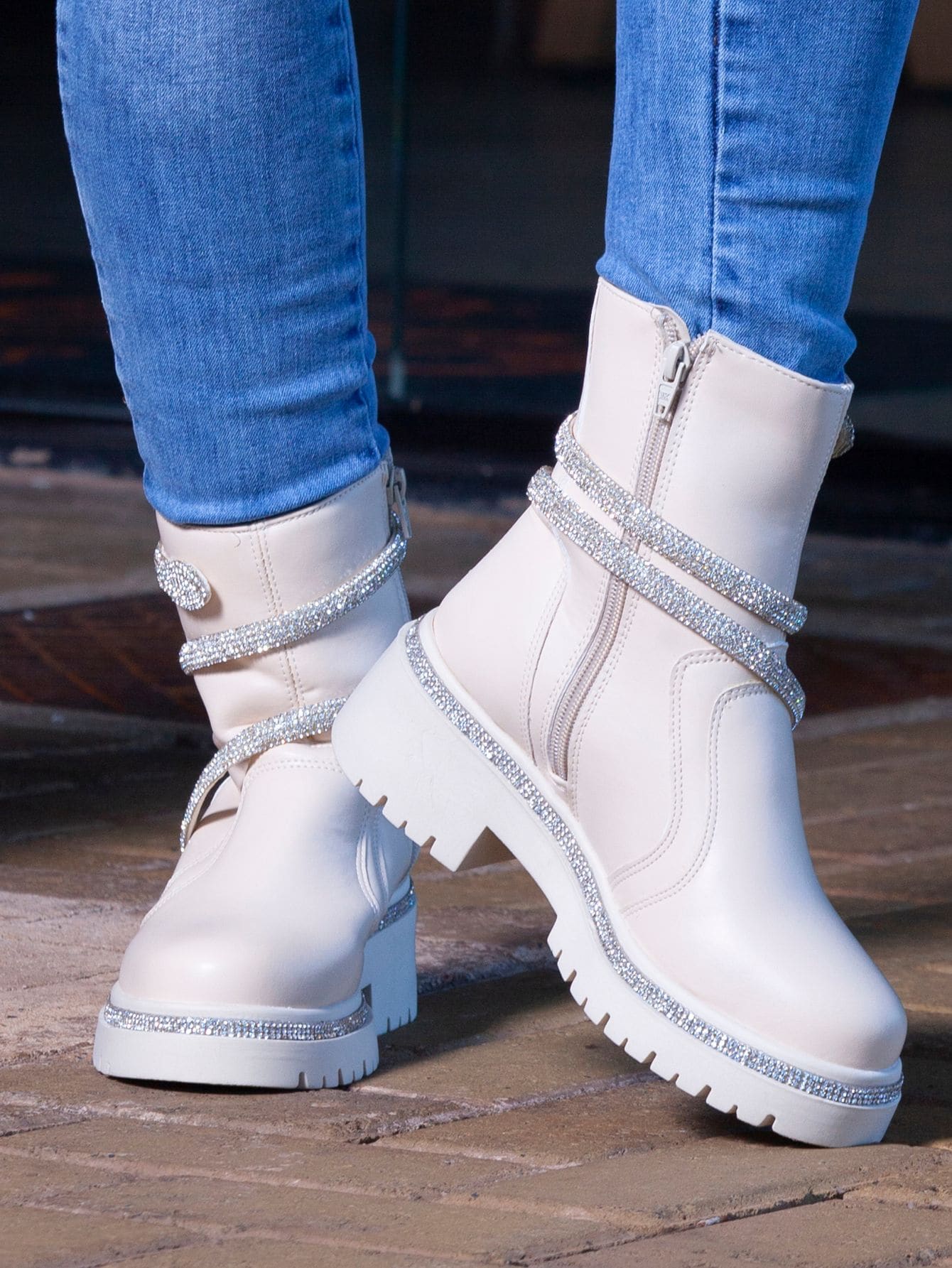 Women Fashion Boots - 米色 - 查看 1