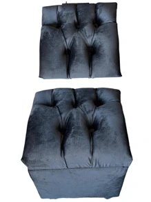 Baúl Taburete Con almacenamiento Capitonado Negro Sillon Recamara sala oficina - Negro - Ver 3