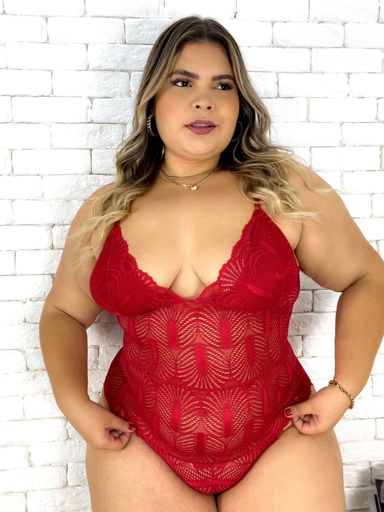 Plus Size Sexy Lingerie - Rojo - Ver 1