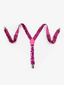 1條男女通用金色或銀色閃亮吊帶,適用於舞會和節日 - 玫紅色 - 查看 3