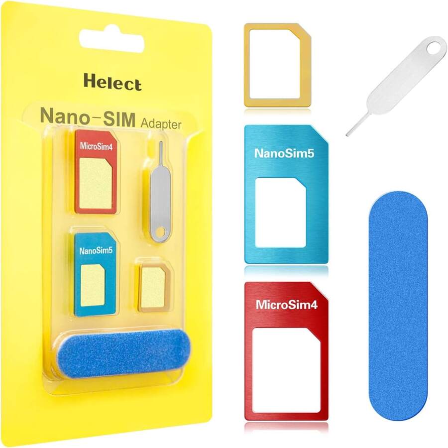 Adaptadores De Tarjeta Sim Para Nano Sim Y Micro Sim + Lija - Amarillo - Ver 1