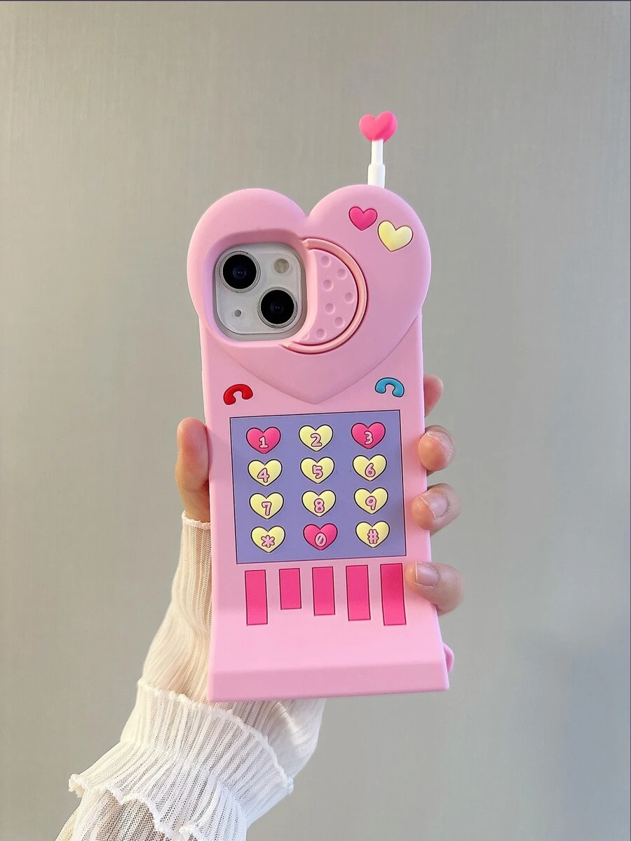 Heart Decor Phone Case - Multicolor - View 1