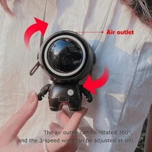 Mini Portable Fan Outdoor Leafless Fan USB Rechargeable Low Noise Astronaut Fan - Black - View 4