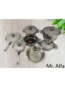 Bateria MR. ALFA 16 piezas, alta tecnologia acero inoxidable con termo control en tapas; BATERIAS DE COCINA - Plateado - Ver 3