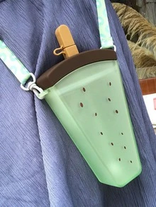 Cantinflora  Water Bottle With Multicolor Watermelon Popsicle Design For Girls Resistant Cute 320ml With Strap And Kawaii - Multicolor - View 3