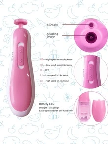 Baby Nail File, Electric Nail File For Babies, 6 Interchangeable Polishing And Trimming Heads BEB - Blue - View 3